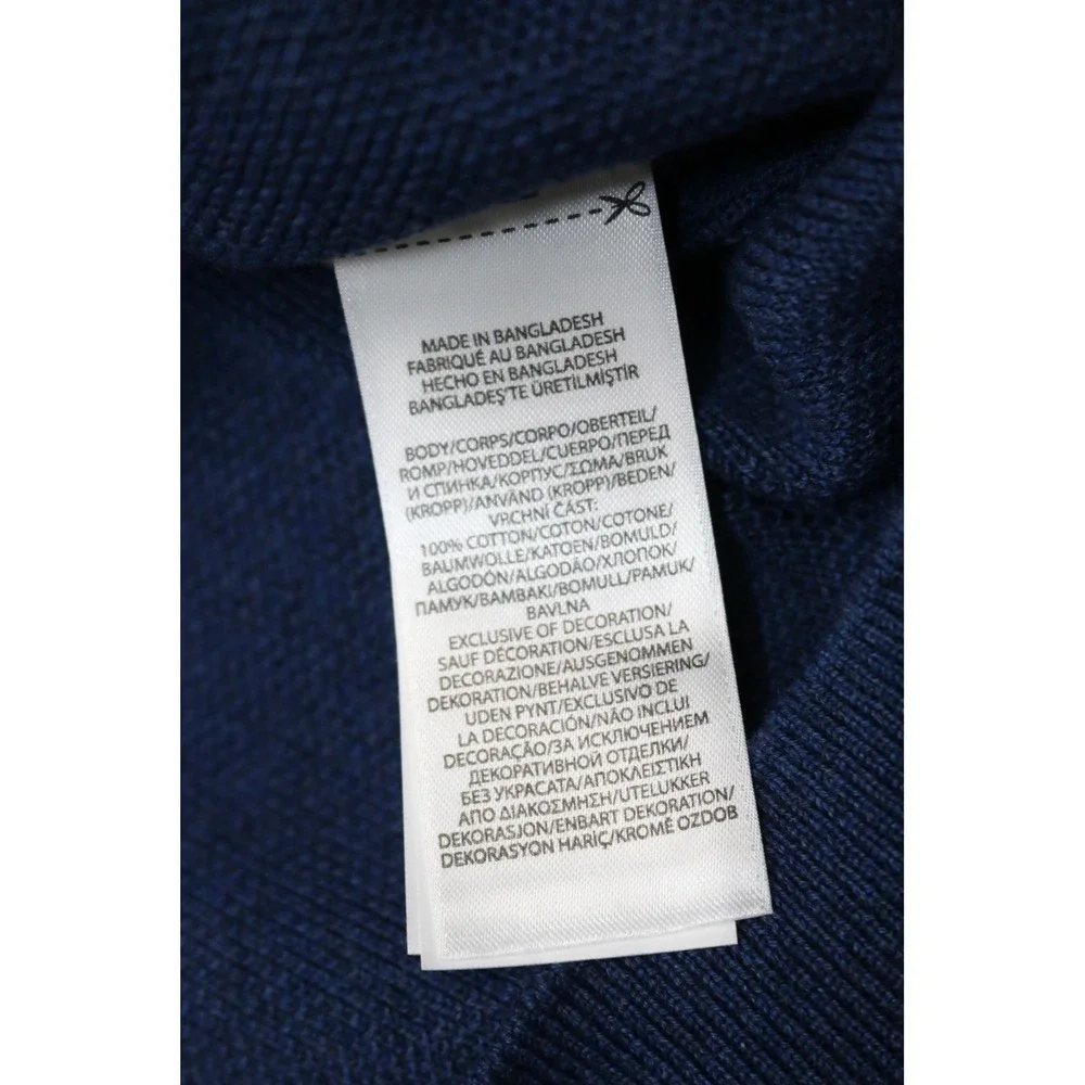 Polo Ralph Lauren Mens Waffle Knit 1/4 Zip Sweater Navy Blue Red Sz M Small Pony